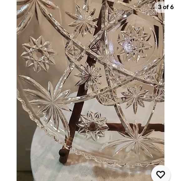 Early American Prescut Star of DAVID 13 1/2 Platter 1970's Anchor Hocking Glass - Picture 3 of 6